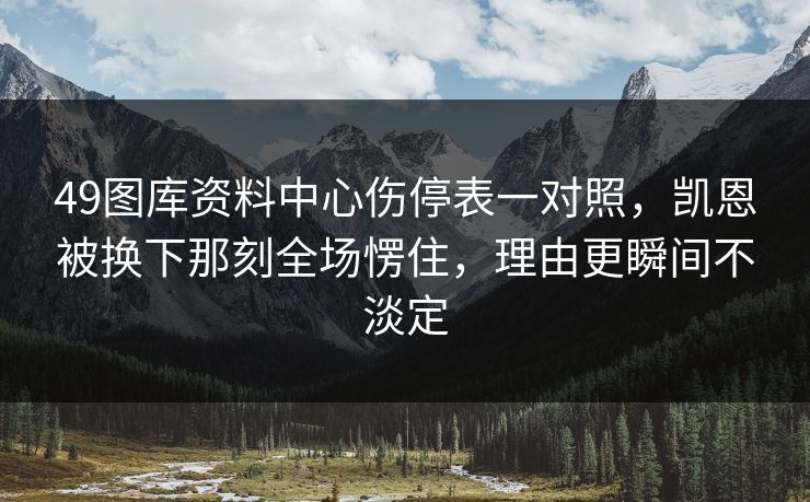 49图库资料中心伤停表一对照，凯恩被换下那刻全场愣住，理由更瞬间不淡定