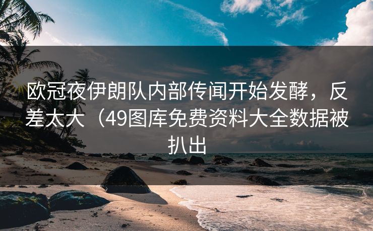 欧冠夜伊朗队内部传闻开始发酵，反差太大（49图库免费资料大全数据被扒出