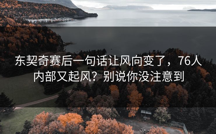 东契奇赛后一句话让风向变了,76人内部又起风?别说你没注意到 东契奇赛后一句话让风向变了,76人内部又起风?别说你没注意到