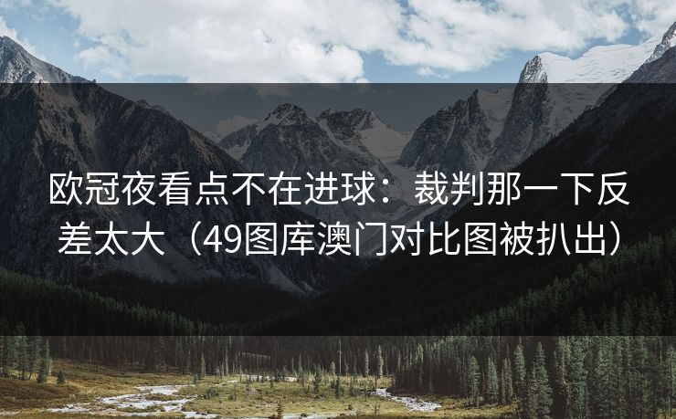 欧冠夜看点不在进球：裁判那一下反差太大（49图库澳门对比图被扒出）