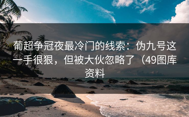 葡超争冠夜最冷门的线索:伪九号这一手很狠,但被大伙忽略了(49图库资料 葡超争冠夜最冷门的线索:伪九号这一手很狠,但被大伙忽略了(49图库资料
